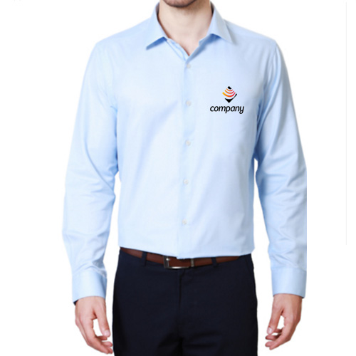 Embroidered Office Shirt Sky Blue Front-