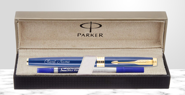 branded parker pen with client name engraved