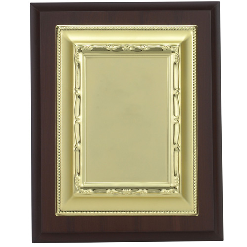 Rectangular Wooden Plaque With Gold Plate Custom Design